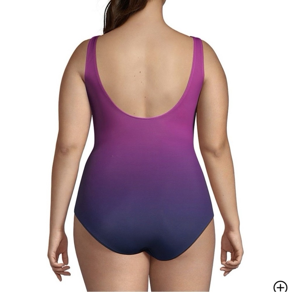 Lands End SlenderSuit Wrap 1 Piece Swimsuit Pink Ombre Tummy Control 18W TALL - Picture 3 of 10